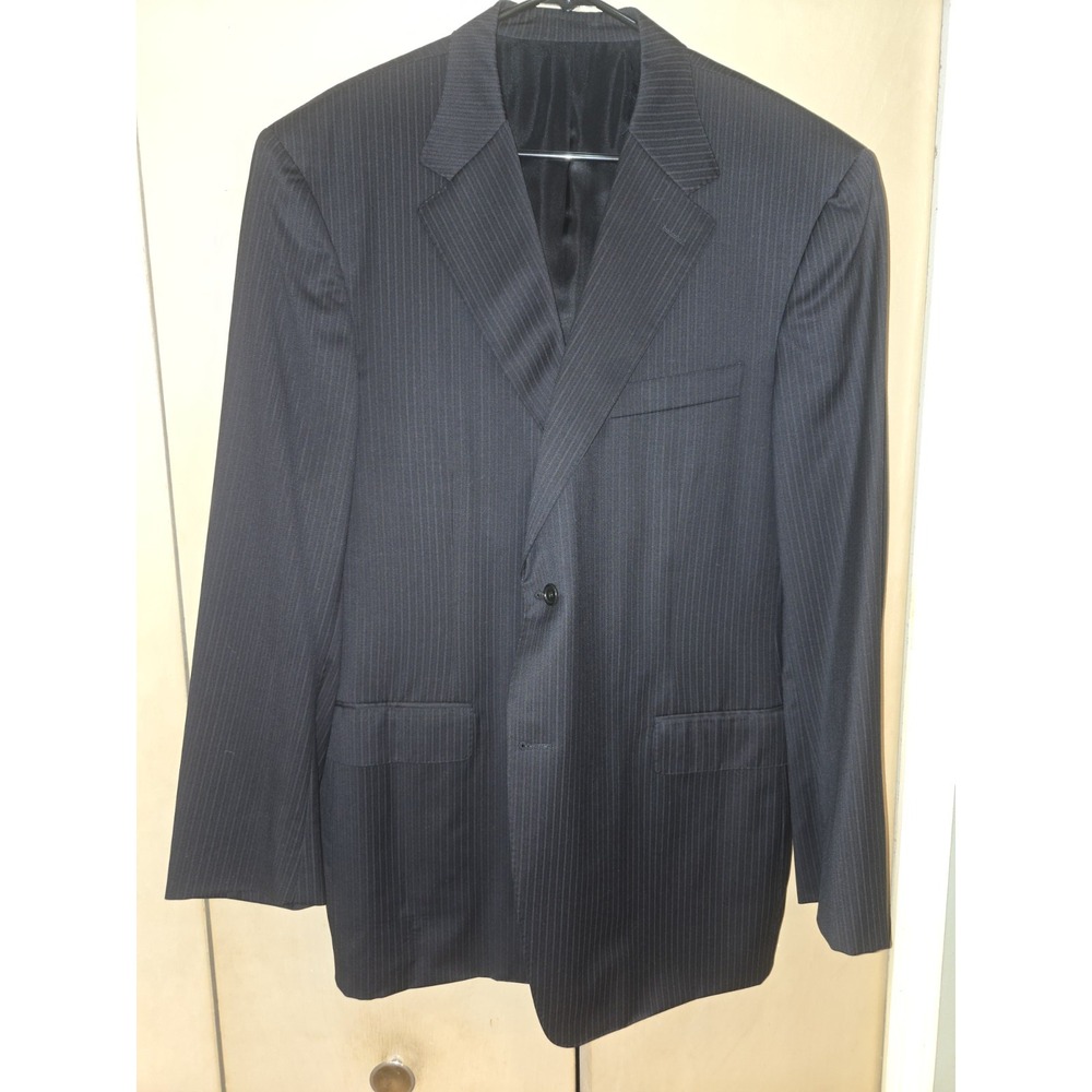 Canali Nordstrom Black Pinstripe 100% Wool Blazer Sport Coat  58R Italy 48 US